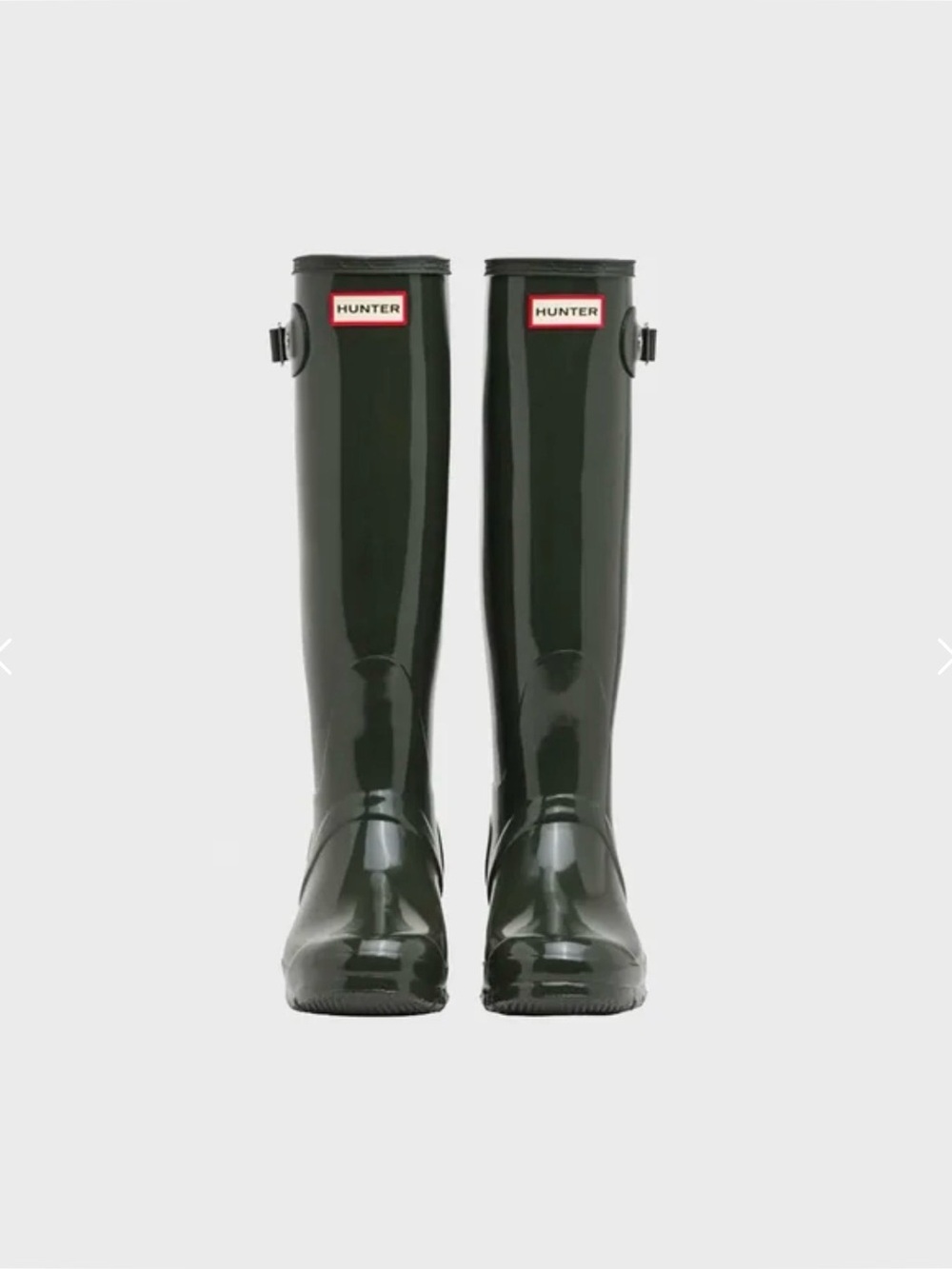 Hunter Gloss Tall Rain Boots in Dark Green, size 7